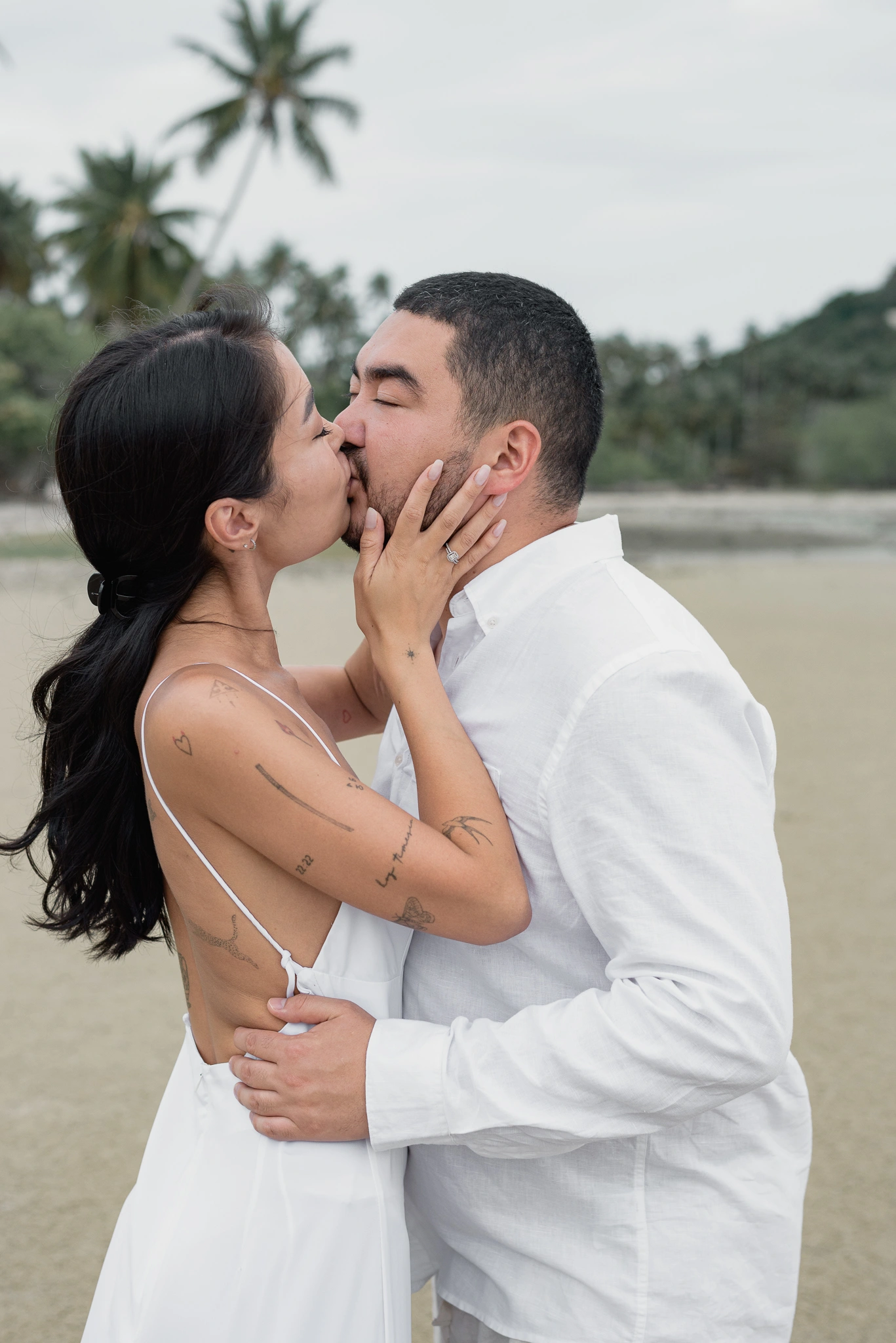 Romantic portrait at the end of a beach session