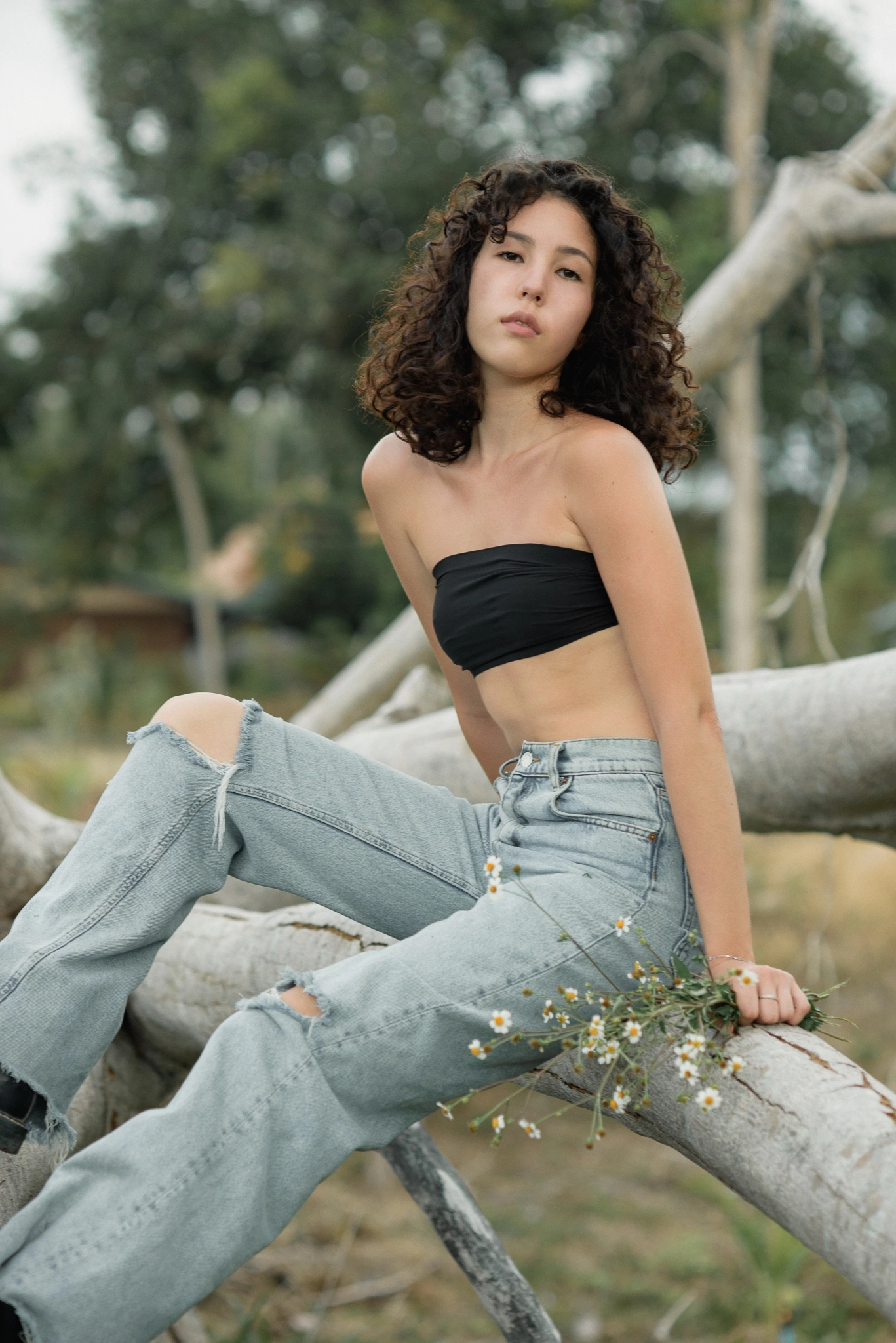 Outdoor fashion portrait with natural movement