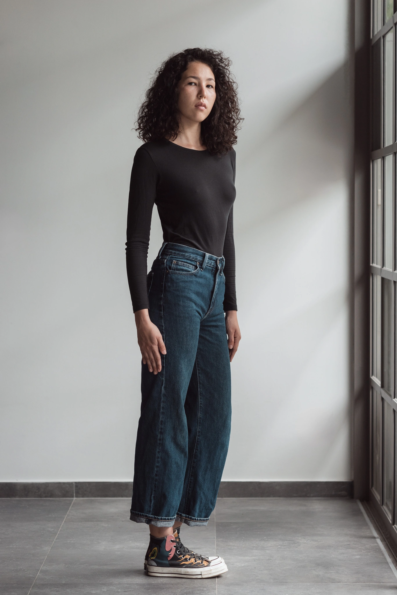 Full-length portrait in the final model test look